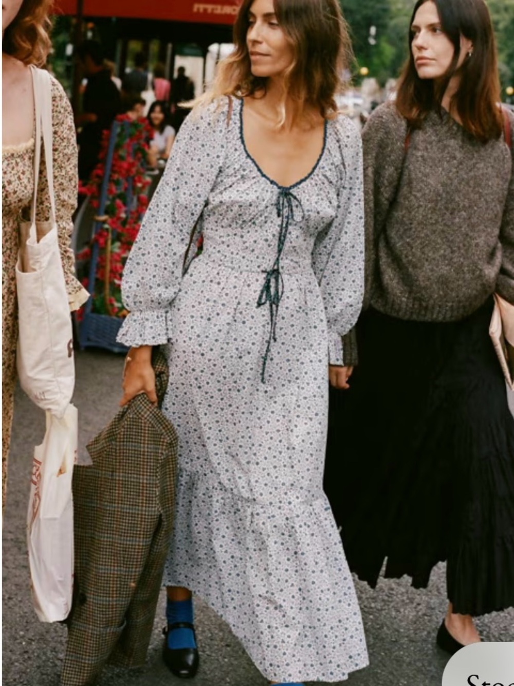 The Raquel Dress | Chrysanthemum Vine Blue & White Vintage Print Maxi Dress Long